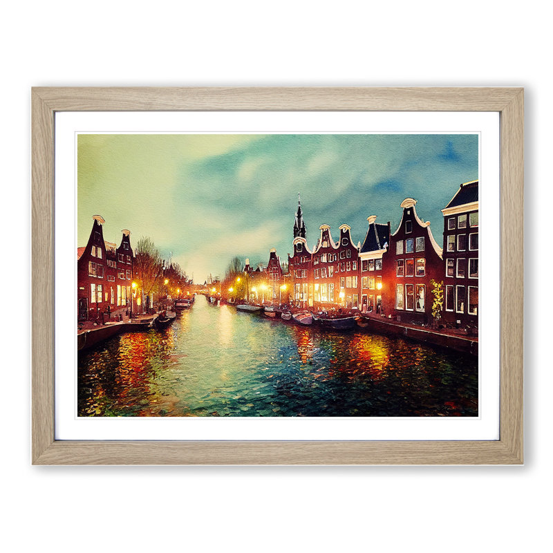 Amsterdam Canal Watercolour - Single Picture Frame Print