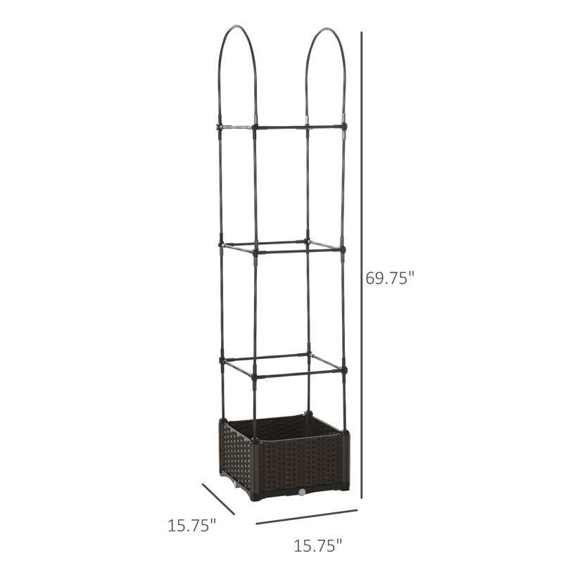 Lit de jardin surélevé avec treillis Outsunny, jardinière à arrosage automatique, jardinières à tomates 69,7 po pour plantes grimpantes, fleurs de vigne