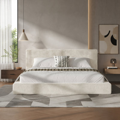 King Frameless Bed Surround, Cloud Upholstered Cushion Bed Frame Cover with Soft Padding, Anti-Collision Design and Minimalist Style