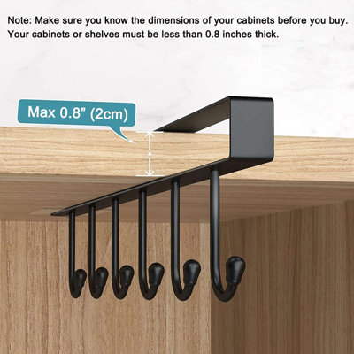 Ashauria Under Cabinet Mug Hanger 6 hook Mug Tree