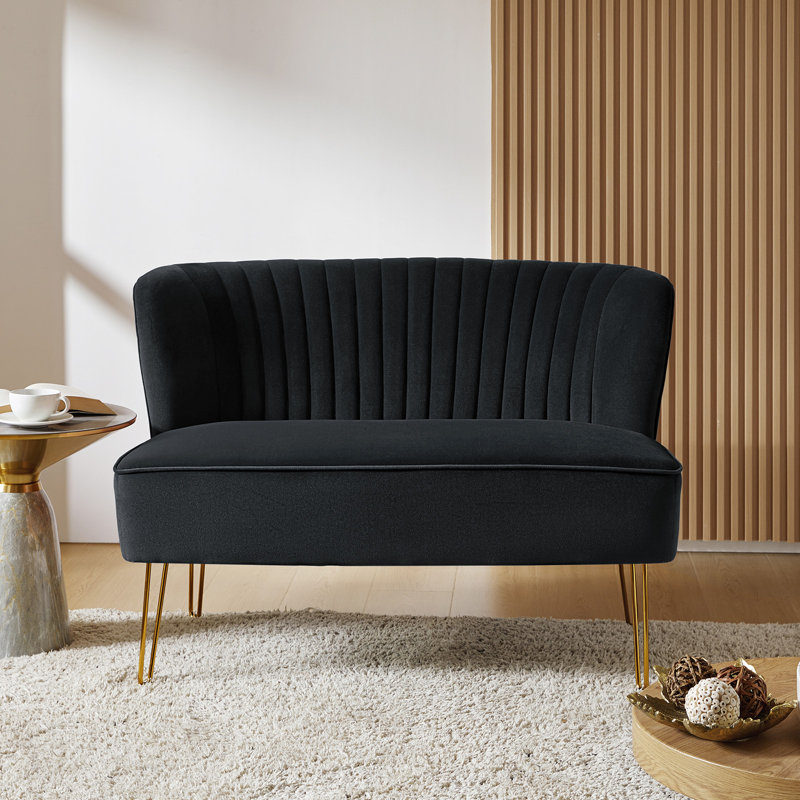 Noemi 2 Seater Velvet Sofa, Black