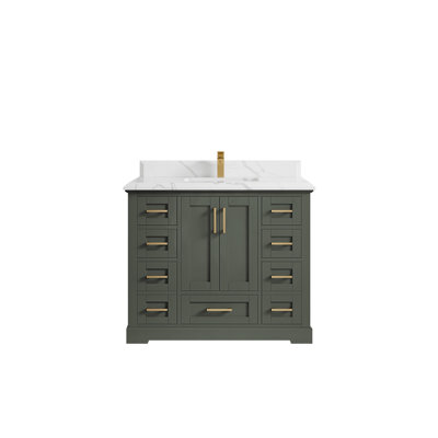 Meuble-lavabo simple 42 po avec plateau en quartz Boston