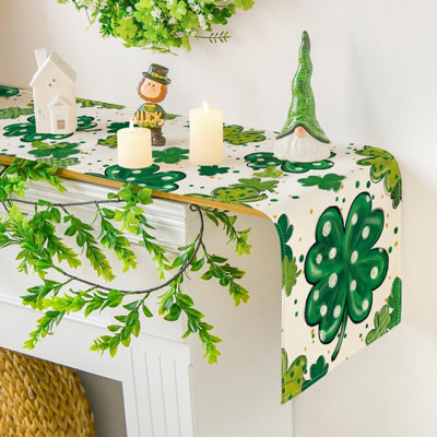 Chemin de table aquarelle Shamrock St. Patrick’S Day - vert -, décoration de fêtes intérieure et extérieure