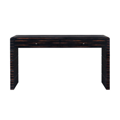 TREXM Curved Console Table With Storage, Wooden Entryway Table With 2 Drawers, Farmhouse Rustic Console Tables For Entryway, Hallway, Living Room, Available In Distressed Black, Navy And Natural Colors On - Site