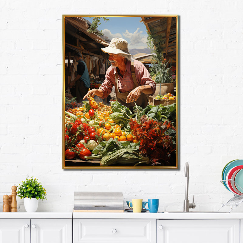 Food Farmers Market - impressions murales de ferme, H 20 po x l 12 po x P 1 po, Cadre flottant doré