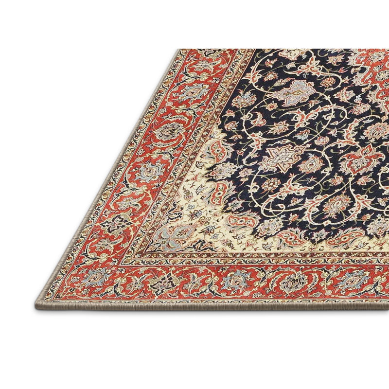 Orange oriental/bleu/beige Tapis décoratif, Rectangle 6 pi x 9 pi