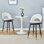 Chaise de bar rotative à 360 °. Chaise de bar rembourrée confortable en polyuréthane moderne et gris foncé avec pieds en métal noir pour la salle à manger, la cuisine et la terrasse. Ensemble de 2.
