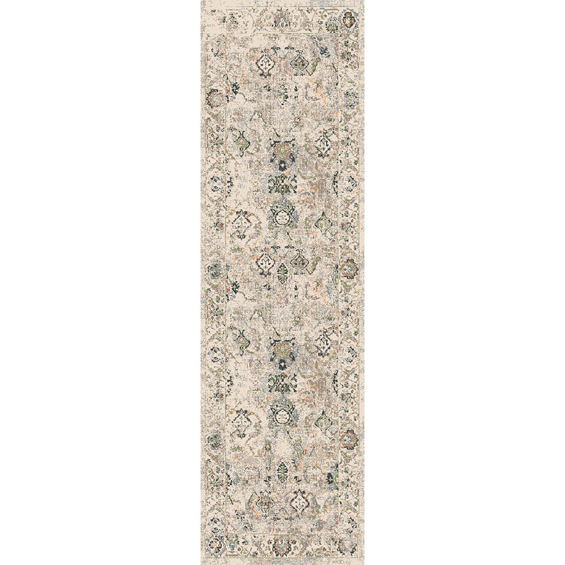 Tapis beige / gris à motif floral Dalano, Tapis de couloir : 2 pi 2 po x 7 pi 7 po