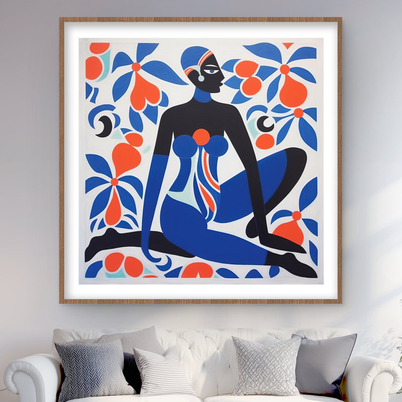 Beautiful posture - Blue Abstract Framed Matted Print Decor