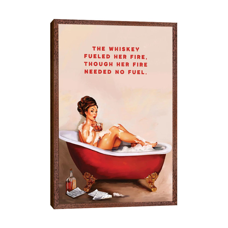 Whiskey Fuel Fire Bath - Print on Canvas, 101.6 cm H x 66.04 cm W, Classic Brown Wood Framed