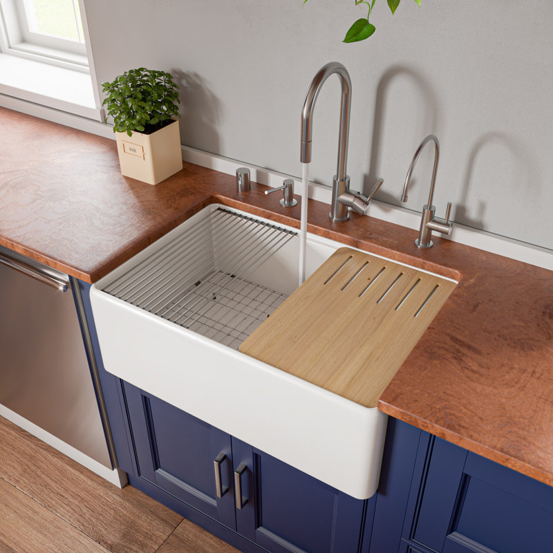 Évier de cuisine avec accessoires L 30 po x l 20 po, Blanc