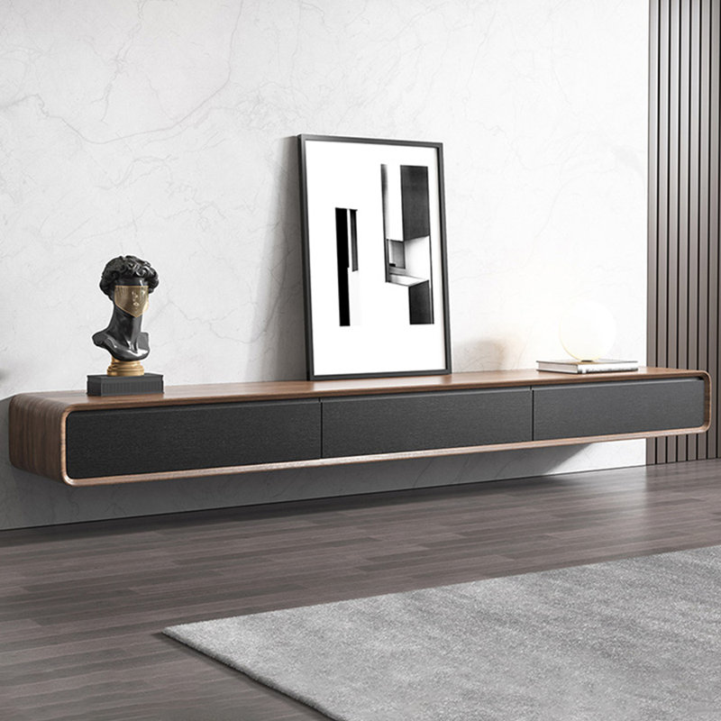 Solid Wood TV Stand for TVs up to 88", Dark Wood/Black, 94.49