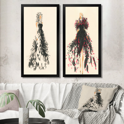 «Fashion Woman Line Art III», ensemble de 2 impressions sur toile