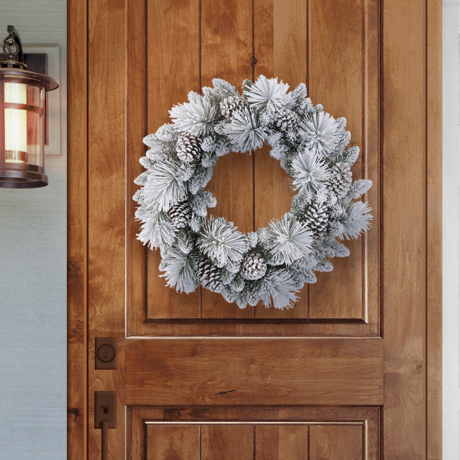 32'' Faux Pine Lighted Wreath