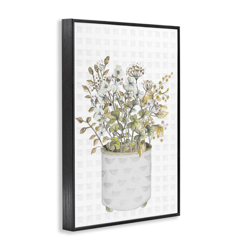 «Neutral Pots Wildflowers», art de la giclée encadrée par Janice Gaynor, Giclée encadrée noir minuit, H 24 po x l 16 po
