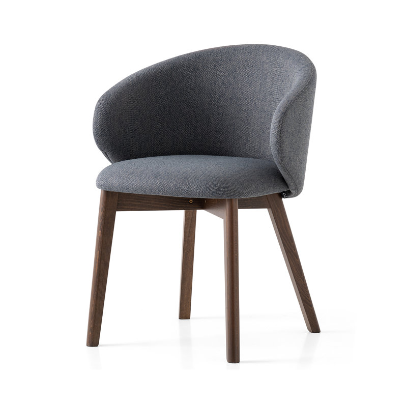 Tuka Upholstered Armchair with Wooden Frame, Camel Brown, Smoke
