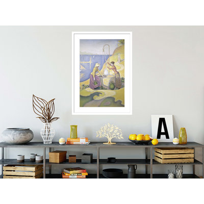 «Young Women of Provence at the Well» par Paul Signac - Reproduction giclée encadrée