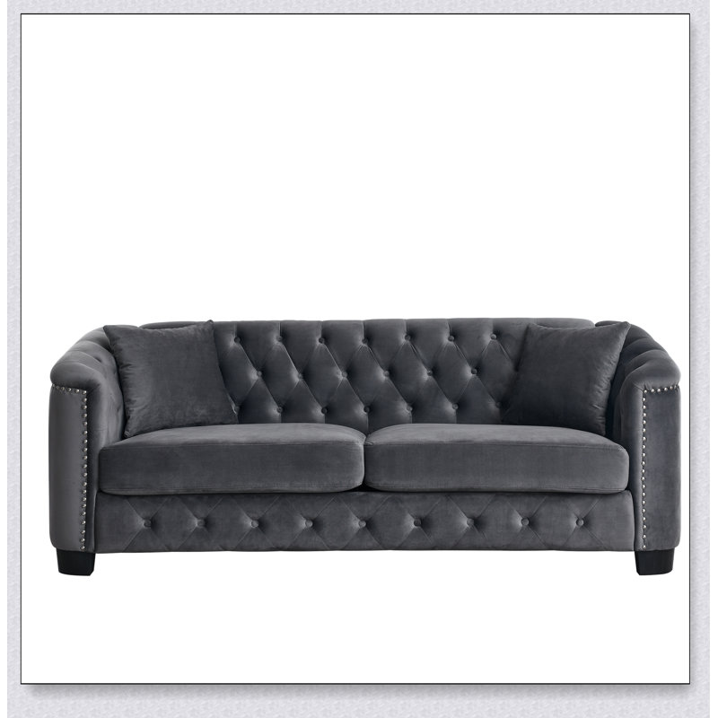 3-seater + 3-seater Combination sofa.Velvet, Grey