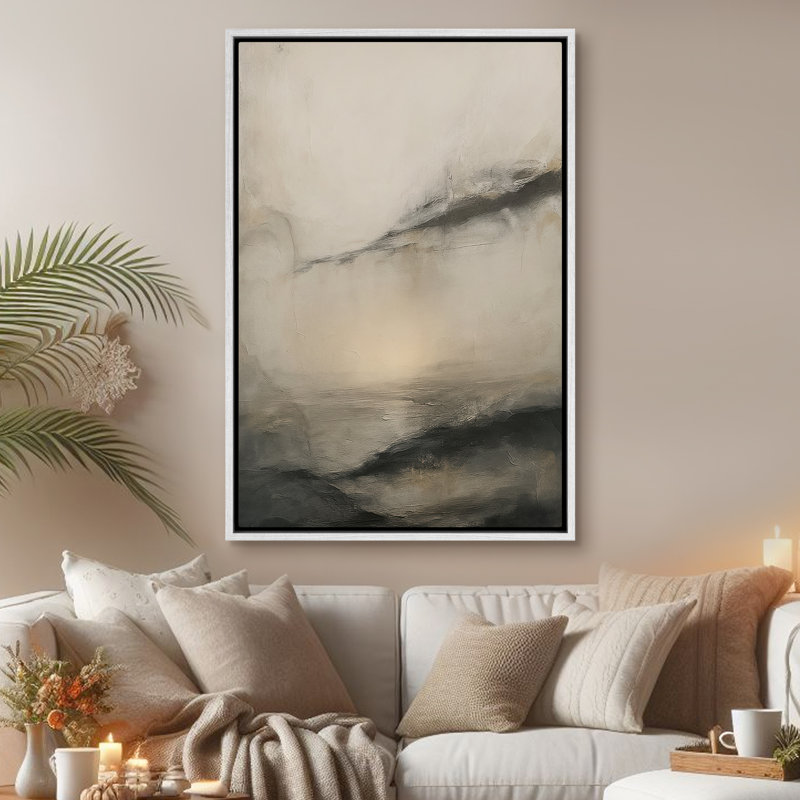 Art mural encadré abstrait rétro antique classique pour chambre à coucher, H 36 po x l 24 po, Blanc
