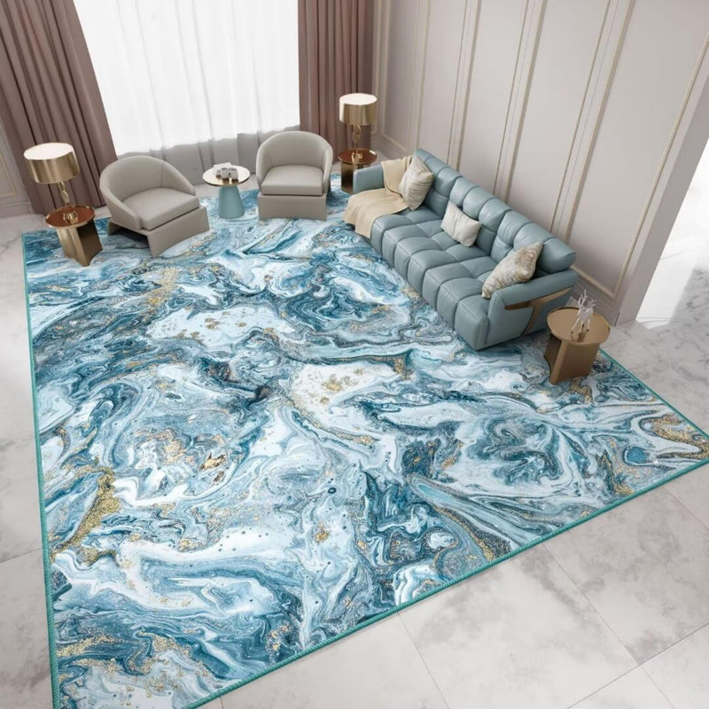 Washable Area Rug - Artistic Style Modern Rug For Living Room Bedroom Dining Room, Soft Low Pile Machine Washable Carpet, Non Slip Non Shedding Area Rug
