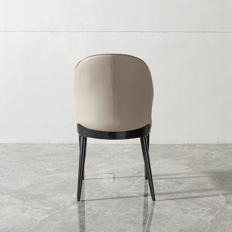 Dining chair PU with unique design backrest set of 2