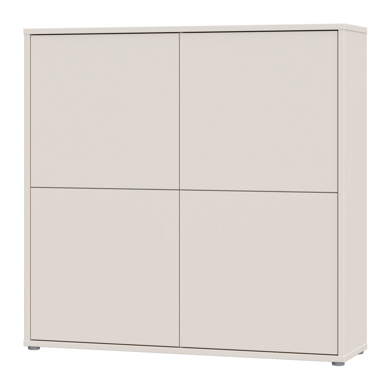 Modern 4-door cabinet unit, engineered wood, 124.5 cm W x 121.5 cm H x 34.9 cm D, Beige