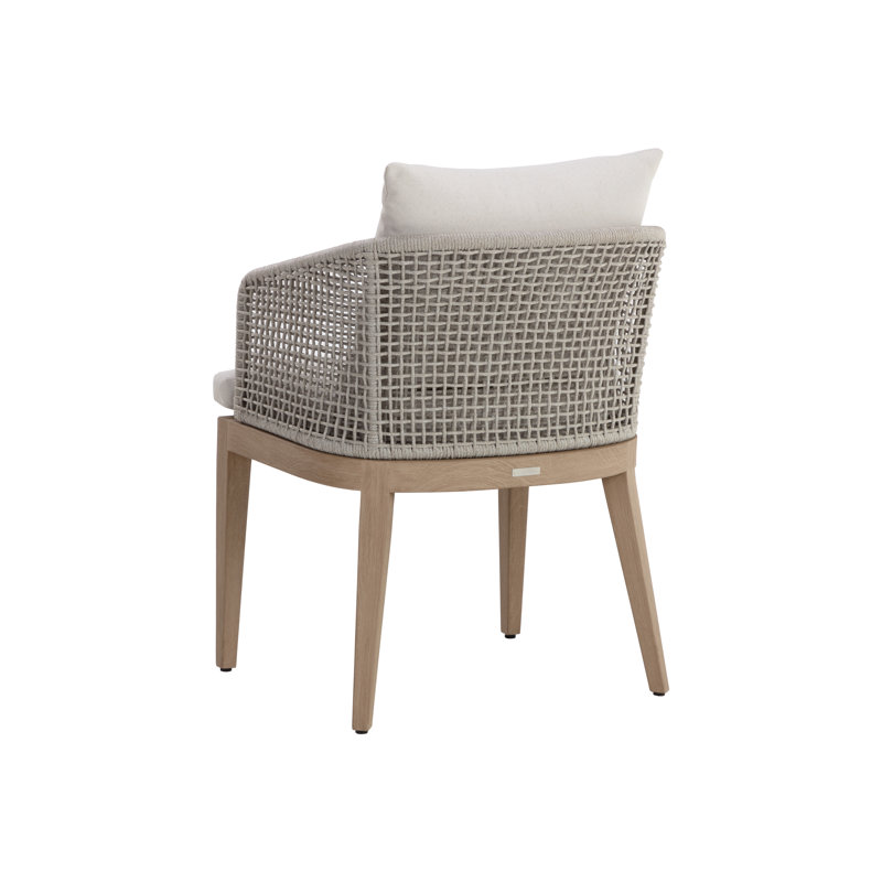 Capri Outdoor Teak Dining Armchair, Gray Frame/Palazzo Cream Cushion