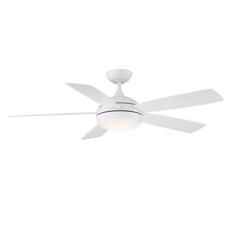 Ventilateur de plafond 52 po à 52 pales avec télécommande et ensemble d'éclairage inclus Odyssey, Blanc mat