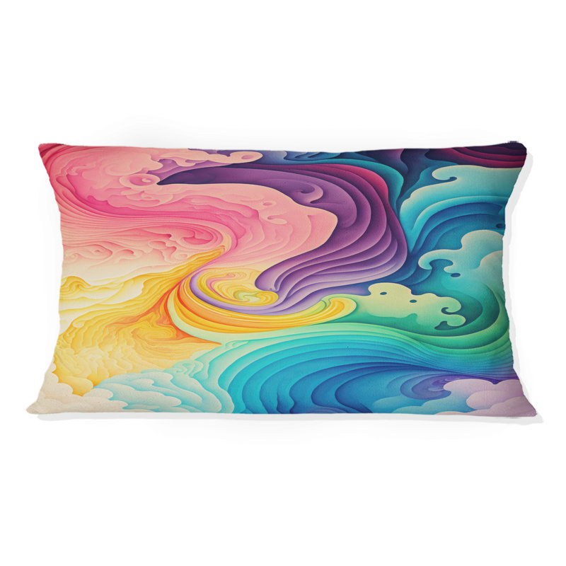Multicolor Swirly Clouds IV - Abstract Spirals Printed Throw Pillow