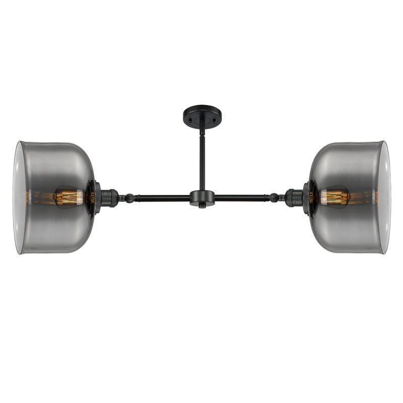 Bell 12" - 2 Light 21" Island Light, Matte Black, No Bulb Included, Plated Smoked