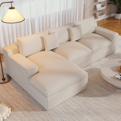 Canapé modulaire en velours côtelé à assise profonde de 108 po sans assemblage Boneless