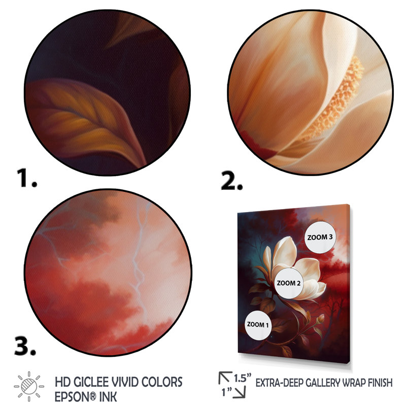 «Cream Magnolia Dreams II», reproduction sur toile encadrée, Cadre photo noir, H 20 po x l 12 po x P 1 po