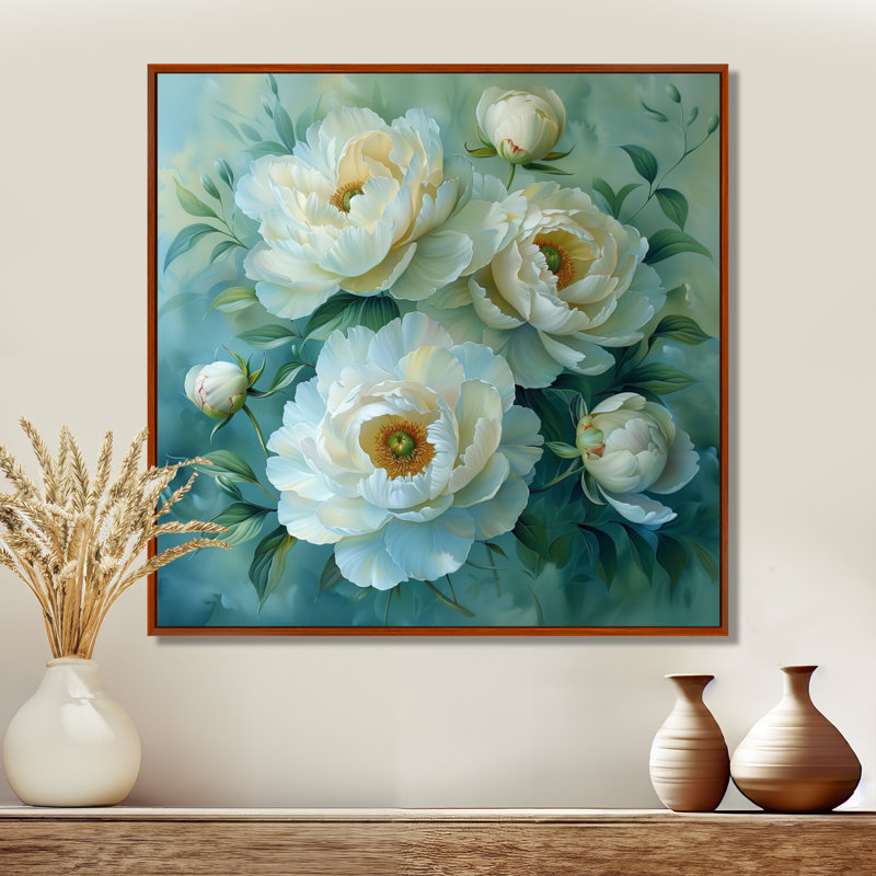 Moten - pivoines, salon d'art mural, H 16 po x l 16 po, Encadrement brun