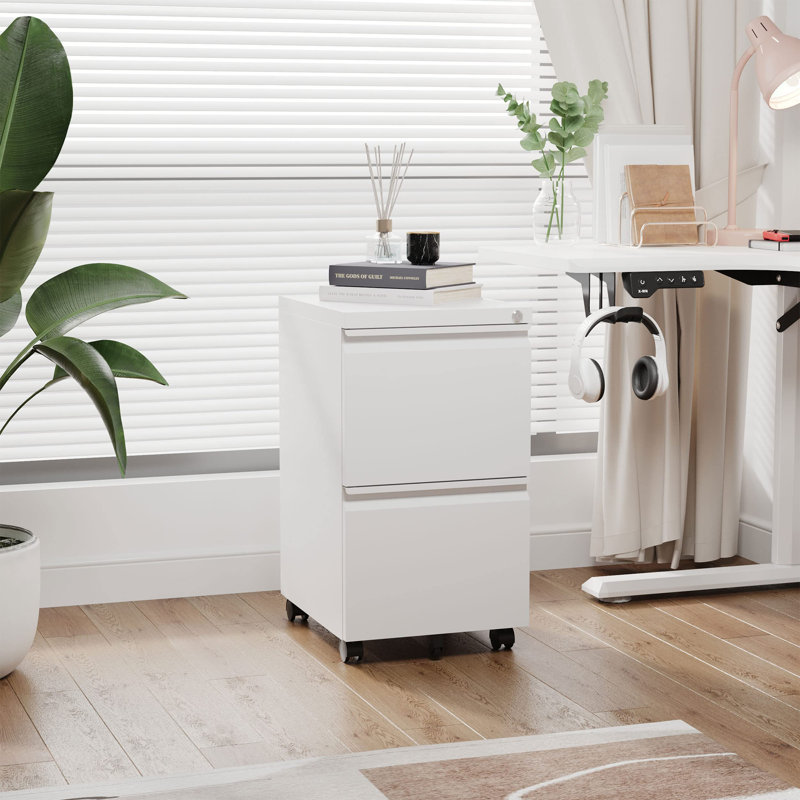 Kristoher 2-Drawer Mobile Vertical Filing Cabinet, White