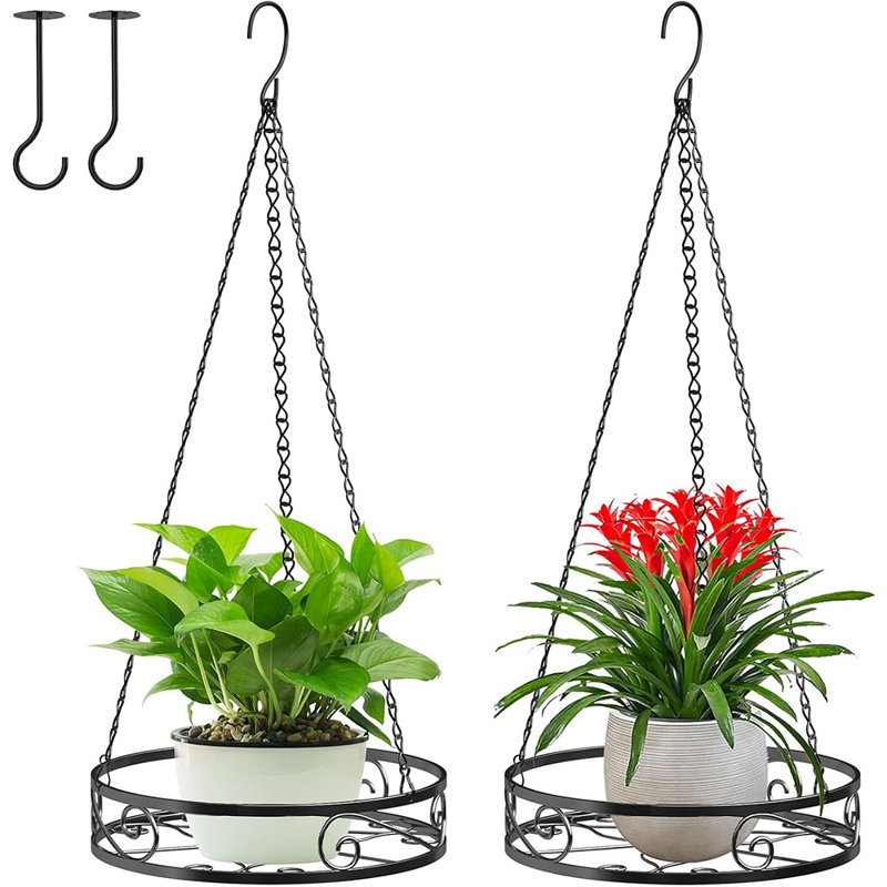 2-pack Hanging Planters For Indoor Plants - Heavy Duty Metal Plant Hanger Indoor With 3 Chains And Hooks – Aesthetic Hanging Plant Holder For An Instant Indoor And Outdoor Decor