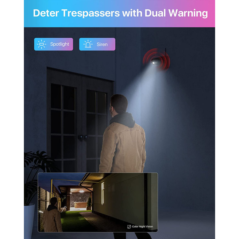 C306 Wire-Free Wireless 2K 3MP Battery Security Camera Outdoor with Solar Panel, Motion Sensor