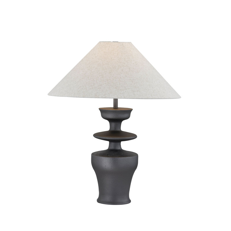 Brie 27" Table Lamp with Linen Shade, Black Satin
