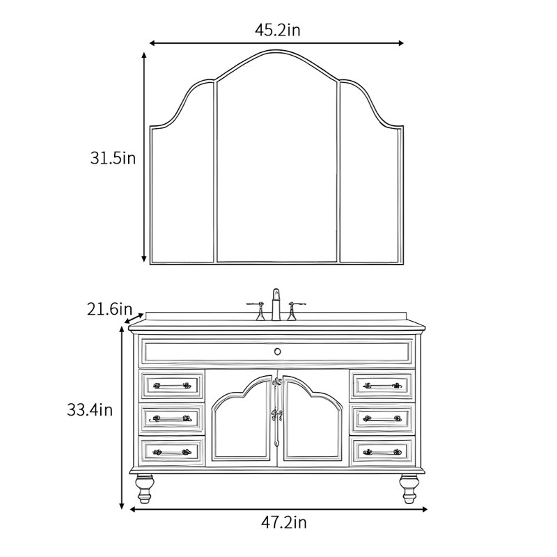 Armoire de salle de bain luxueuse rétro française