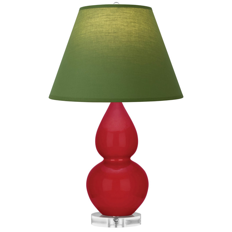 Petite lampe d'appoint à double gourde, Thé vert / taupe, Rouge rubis