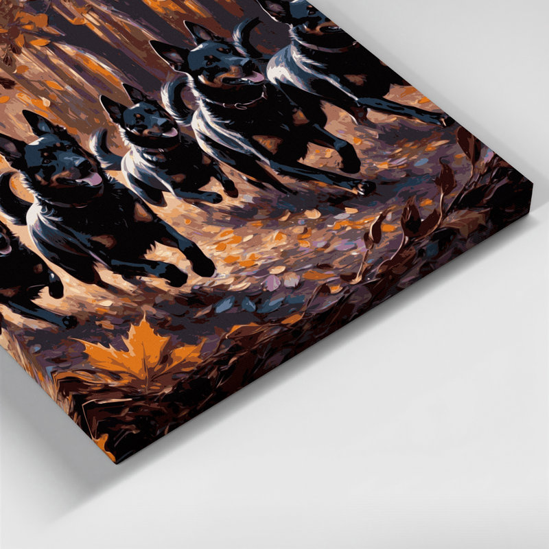Chiens, art mural sur toile noire Schipperke, H 20 po x l 24 po