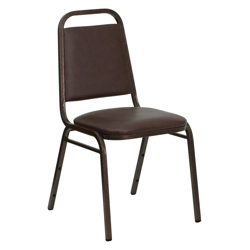 Chaise de banquet empilable à dossier trapézoïdal Jdan, Cuivre, Ensemble de 20, Brun