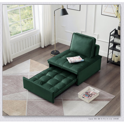 Canapé-lit convertible en velours avec coussin amovible, parfait pour les espaces de vie modernes et compacts