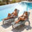 Outdoor Wood Texture Pool Reclining Lounge Chaise  With Wheels & Cup Holder (Set of 2)-1081756953