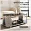 Table basse de luxe argentée avec tablettes en verre trempé à 2 niveaux, table de centre ovale moderne pour le salon, structure en acier inoxydable poli, conception artistique en tuyaux d'orgue-1082551578