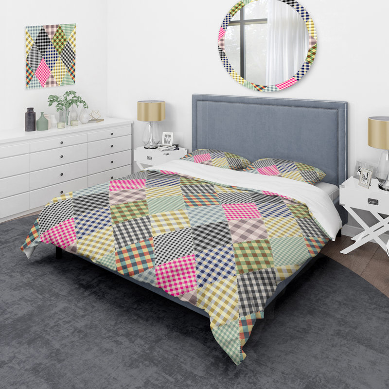 Multicolor Imitation Patchwork - Abstract Duvet Cover Set - Microfiber Polyester, Twin Duvet Cover + 1 Standard Sham