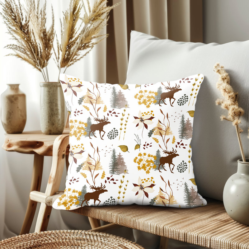 Housse de coussin, Beige / brun floral, H 21,5 po x l 21,5 po