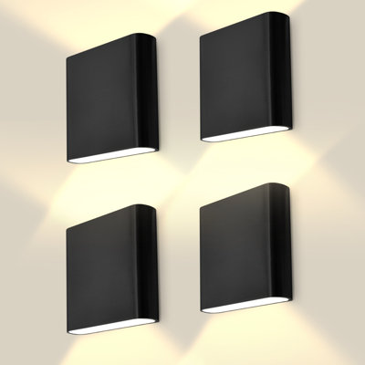 Applique murale d'extérieur à DEL 5 pouces Luxrite, 5CCT, IP65 imperméable, CRI90, applique murale noire moderne câblée, 18 W, 1500LM, étanche, paquet de 4 ETL