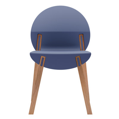 Paquet de 4 chaises et chaises d'intérieur bleues grises, pieds en bois de chêne rouge présentant un grain naturel, siège en polypropylène de qualité industrielle résistant aux égratignures, support de résistance commerciale,