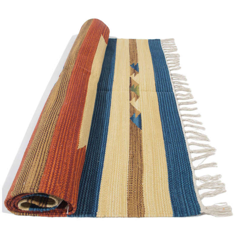 Anaheim Geometric Cotton Flatweave 35cm X 59cm Area Rug
