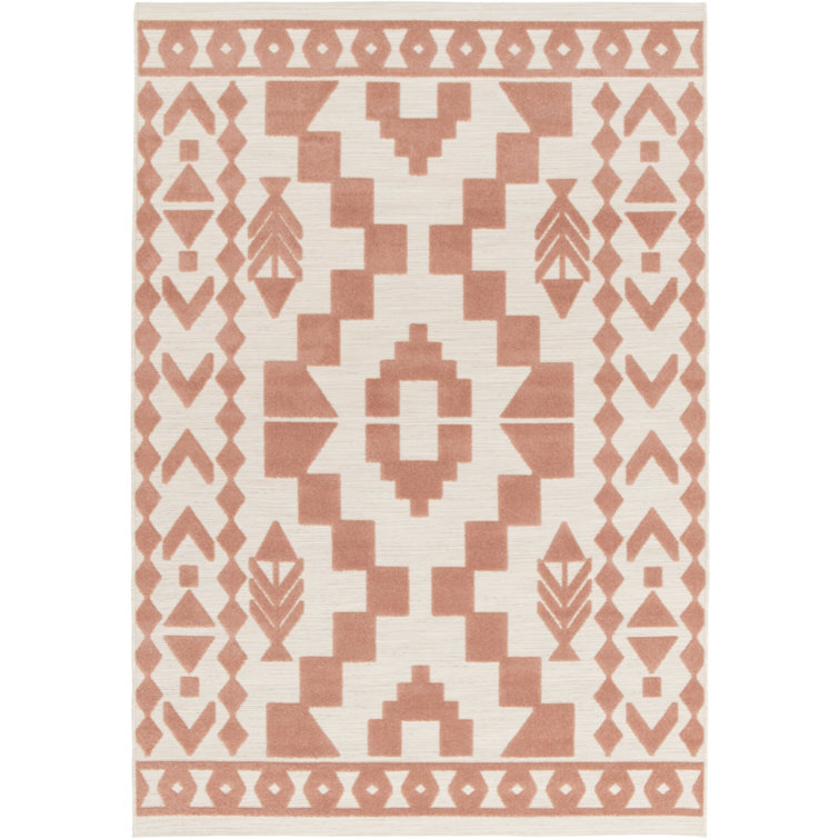 Natur Pur Tyshawn Machine Woven Relief Indoor Outdoor Pink Area Rug ...